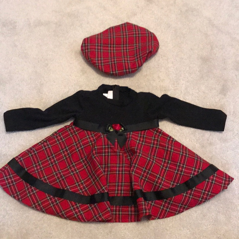 Christmas dress with matching hat